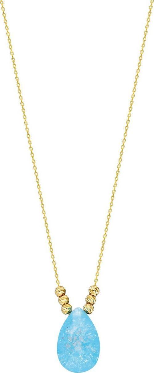 Altın Dorika Mavi Damla Kolye
