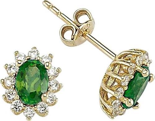 Altın Oval Taşlı Küpe