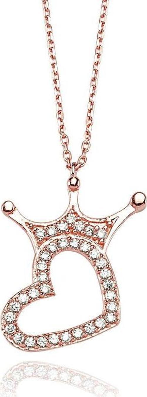 Gümüş Kalpli Taç Kolye