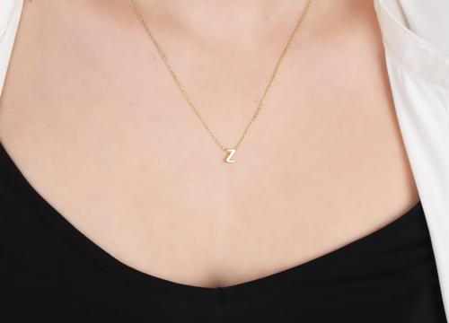 Gümüş 3 Boyutlu Minimalist Z Harfi Kolye