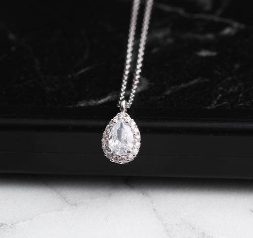 Gümüş Damla Anturaj Kolye