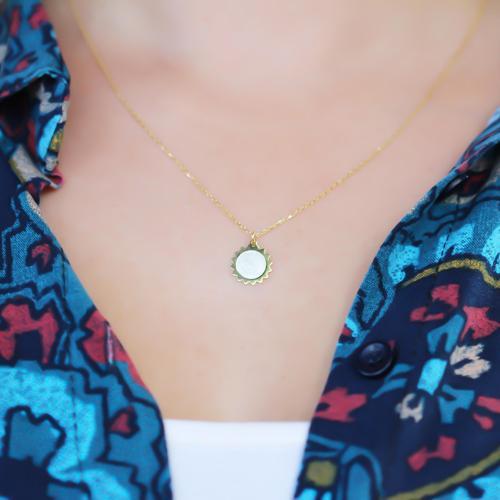 Gümüş Sedefli Güneş Kolye