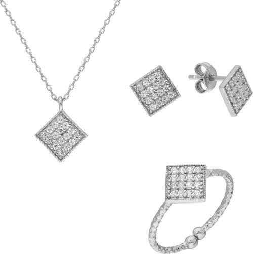 Gümüş Geometrik Set