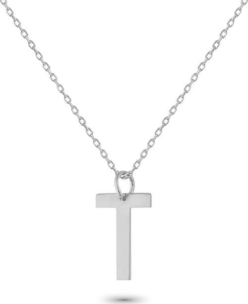 Gümüş T Harfi Kolye