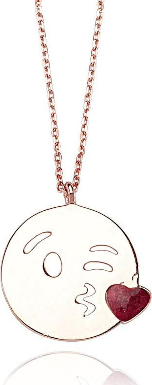 Gümüş Öpücük Emoji Kolye