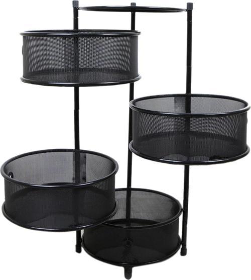 4 Katlı Siyah Metal Patates Soğan Sebzelik