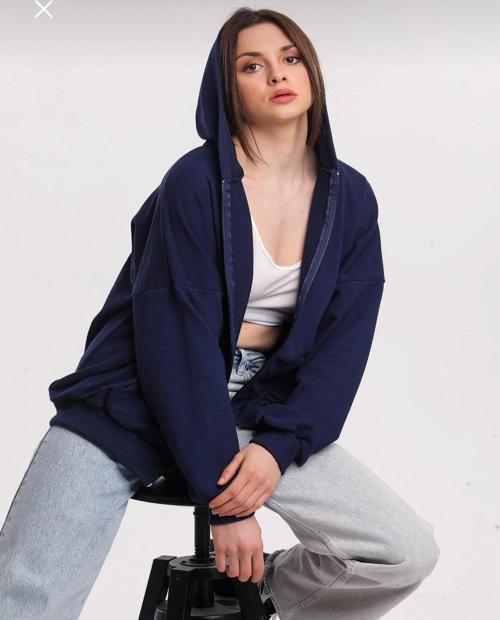KANGURU CEP DETAYLI OVERSİZE SWEAT- LACİVERT RENK
