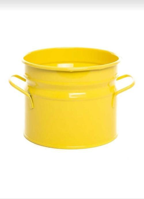 Metal Sarı  Saksı / Kova / Düzenleyici / Kaşıklık 12,5*12,5