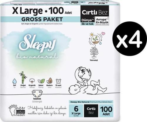 Bio Natural 6 Numara Xlarge 400'lü Bebek Bezi