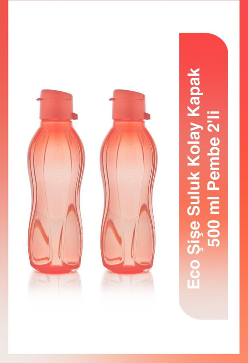 Eco Şişe Suluk Kolay Kapak 500 ml Pembe 2'li