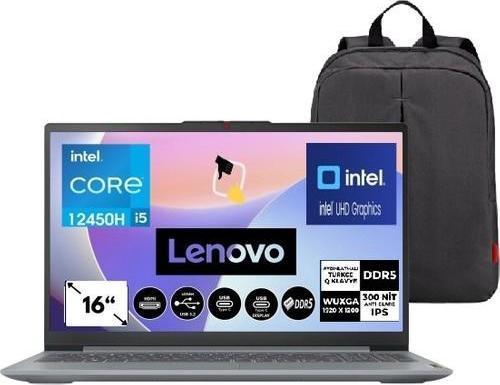 Ideapad Slim 3 Intel Core I5 12450H 16GB 1tb 16'' IPS W11P Işıklı Klavye Bilgisayar 83ES002HTR+SNERTECHÇANTA