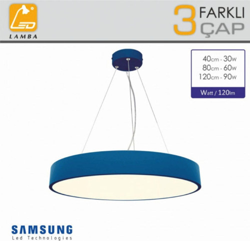 Daire Sarkıt Aydınlatma - 80cm - Beyaz Işık - Mavi Kasa
