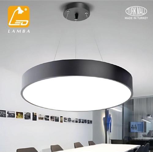 Daire Sarkıt Aydınlatma - 80cm - Beyaz Işık - Siyah Kasa