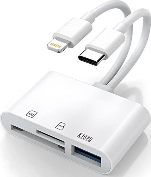 Type-c ve Lightning Çift Girişli Universal SD-TF Kart ve USB OTG Çevirici Adaptör, Klavye, Mouse Okuyucu