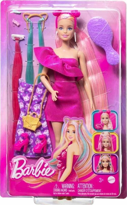 Barbie Upuzun Muhteşem Saçlı Bebekler Pembe Bebek JDC85
