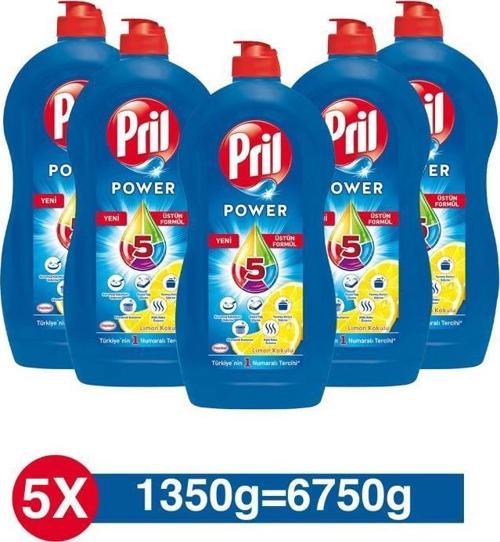 Elde Yıkama Sıvı Bulaşık Deterjanı 5 X 1350g Limon 5 Etki, Kendinden Yağ Çözme Etkisi