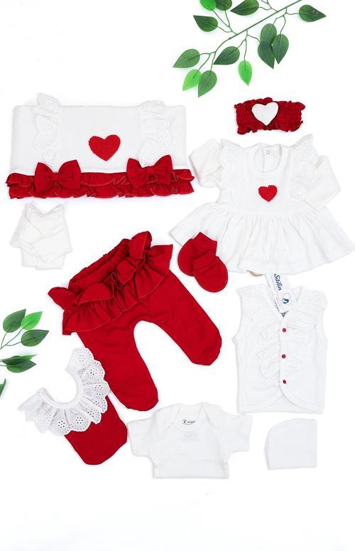 Kız Bebebek YenidoğanKalpli 10 Lu Lüks Süslü Hastane Çıkışı STL6729