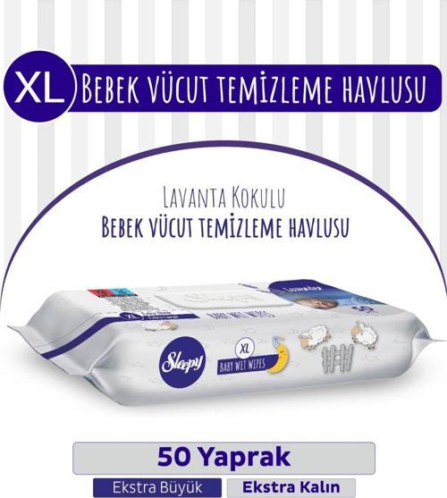 XL Lavanta Kokulu Bebek Vücut Temizleme Havlusu 50 Yaprak