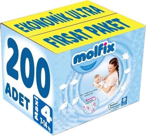 Bebek Bezi Beden:4 (7-14kg) Maxi 200 Adet Ekonomik Ultra Fırsat Pk