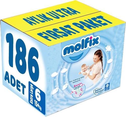 Bebek Bezi Beden:6 (15+kg) Extra Large 186 Adet Aylık Ultra Fırsat Pk