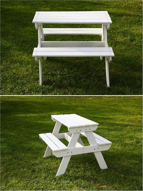 Ahşap Çocuk Piknik Masası (Beyaz)