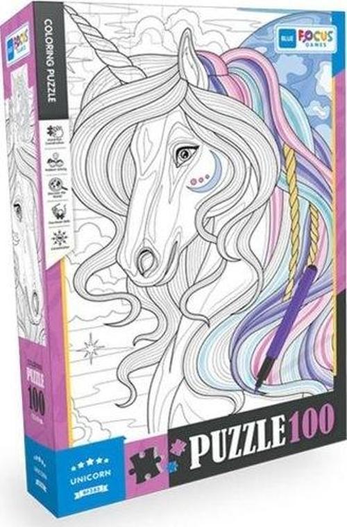 Tek Boynuzlu At 100 Parça Boyanabilir Puzzle BF383