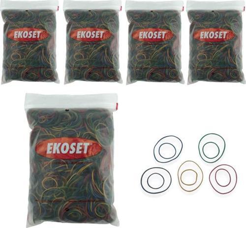 Karışık Boy ve Renkte İnce Paket Lastikleri 5000 Adet 5 Renk 40 ve 70mm 