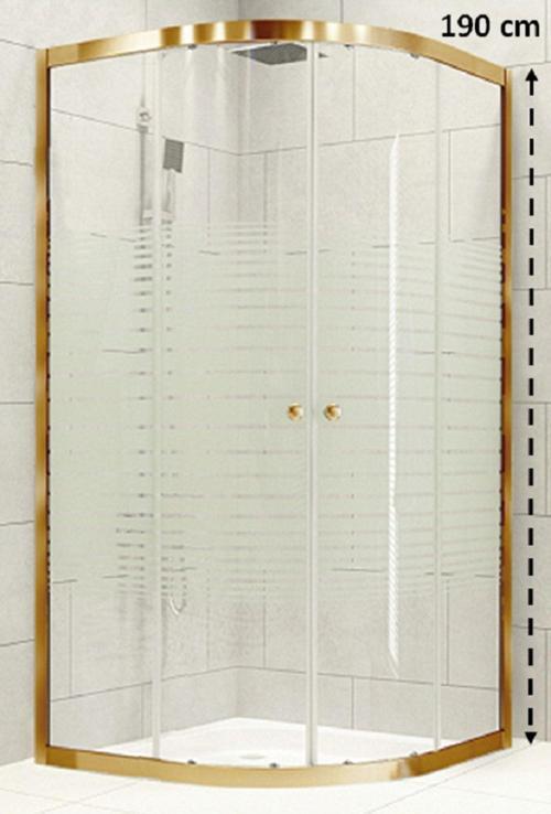 Duşakabin 80X80 Oval Altın Çizgili H.190 cm