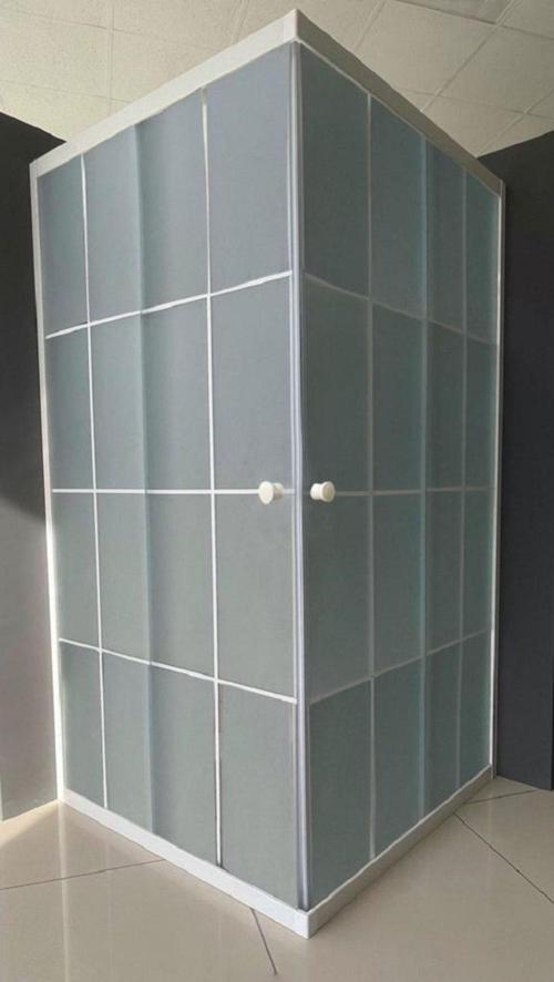 Duşakabin Kare Komple Buzlu Beyaz Çizgi Cam