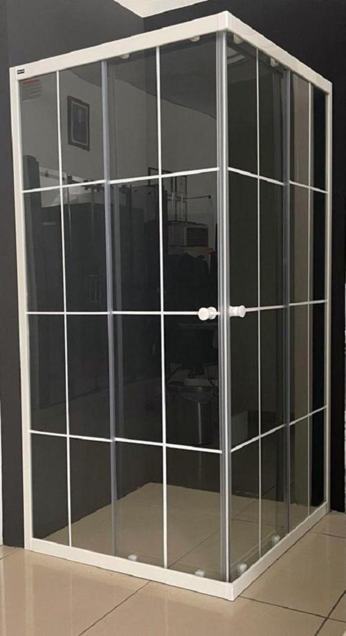 Duşakabin Kare Beyaz Çizgi Cam