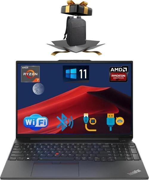 Nb E16 Thınkpad 21JT0017TX ATL47 RYZEN7-7730U 8GB 256GB M.2 SSD O/b 16 WİN11 PRO Taşınabilir Bilgisayar + ÇANTA