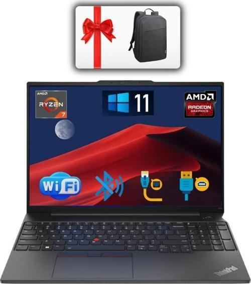 Nb E16 Thınkpad 21JT0017TX ATL52 RYZEN7-7730U 24GB 1TB M.2 SSD O/b 16 WİN 11 PRO Taşınabilir Bilgisayar + ÇANTA