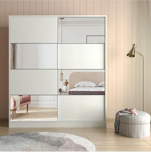 Apollon Beyaz Aynalı 160 cm Sürgülü Gardırop