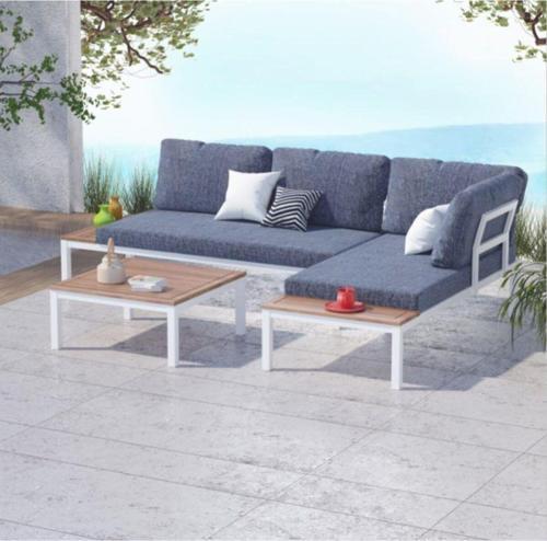 Ecotech Köşe Bahçe Takımı Oturma Grubu 2+2+Sehpa Lacivert - Beyaz