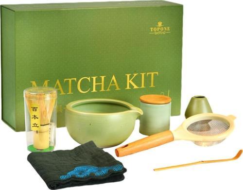 Japon Matcha Çay Seti 7 Parça Matcha seti, Matcha kasesi (dökme ağzı), Matcha Çay Süpürgesi Bambu Hazırlama Seti