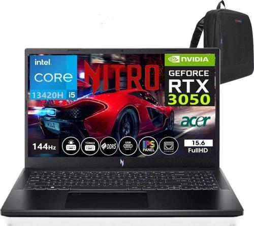 Nitro V 15 ANV15-51 Intel Core I5 13420H 32GB Ddr5 Ram 4tb SSD RTX3050-144Hz WINDOWS11PRO 15.6" Fhd Taşınabilir Bilgisayar NHQNCEY00140 + Weblegelsin Çanta