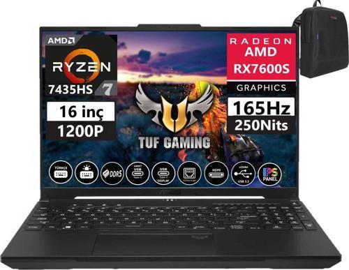 Tuf Gaming A16 FA617NSR-N3056 Ryzen 7 7435HS 32GB Ddr5 Ram 512GB SSD Freedos 16inç Fhd + 165Hz 8GB/RX7600S Taşınabilir BILGISAYARFA617NSR-N305605 + Weblegelsin Çanta