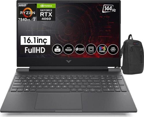 Victus Amd Ryzen 7 7840HS 16GB DDR5 Ram 1TB SSD 8GB RTX4060 16,1 İnç 144Hz IPS FHD Freedos Z7Z584EA02+ZettaÇanta