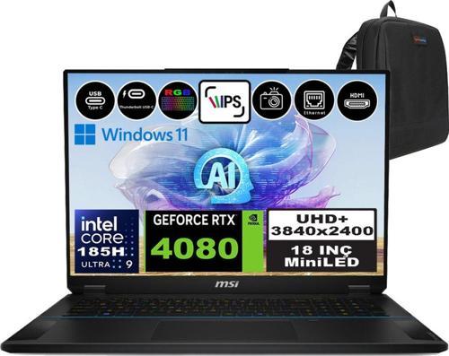 STEALTH 18 AI STUDIO Intel Core Ultra 9 185H 32GB 2TB+2TB SSD RTX4080 Win11Pro 18" UHD+ 120Hz A1VHG035TRP02+ZettaÇNT