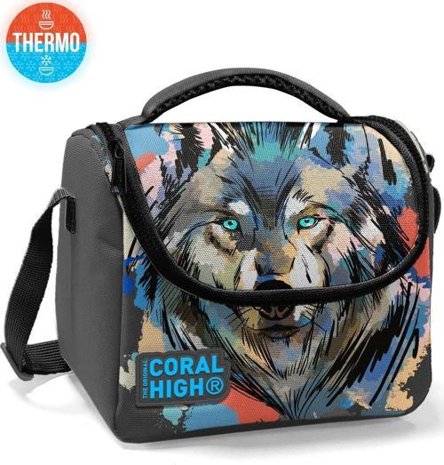Kids Gri Siyah Kurt Desenli Thermo Beslenme Çantası 11850