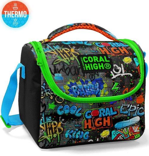 Kids Siyah Mavi Grafiti Desenli Thermo Beslenme Çantası 11828