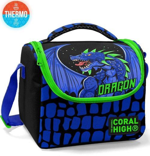 Kids Siyah Saks Ejderha Desenli Thermo Beslenme Çantası 11866