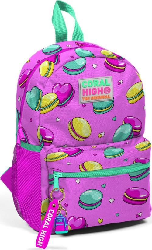 Kids Açık Pembe Makaron Desenli İki Bölmeli Yuva Sırt Çantası 23325