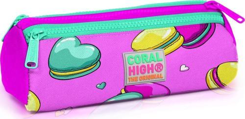 Kids Açık Pembe Makaron Desenli Üç Bölmeli Kalem Çantası 22301