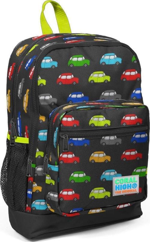 Kids Gri Araba Desenli USB Şarjlı Kulaklık Çıkışlı Okul Sırt Çantası