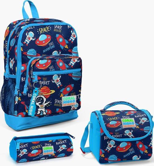 Kids Lacivert Mavi Uzay Desenli 3’lü Okul Çanta Seti SET0123470