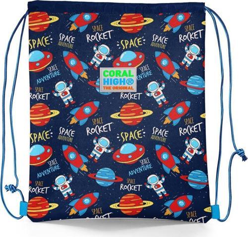 Kids Lacivert Mavi Uzay Desenli İpli Büzgülü Sırt Çantası 22457