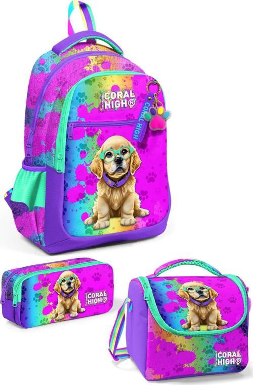 Kids Mor Pembe Köpek Desenli 3’lü Okul Çanta Seti SET0123649