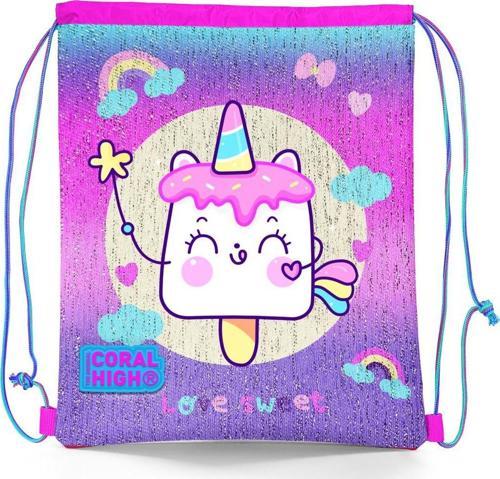 Kids Renkli Batik Unicorn Dondurma Desenli İpli Büzgülü Sırt Çantası 22685