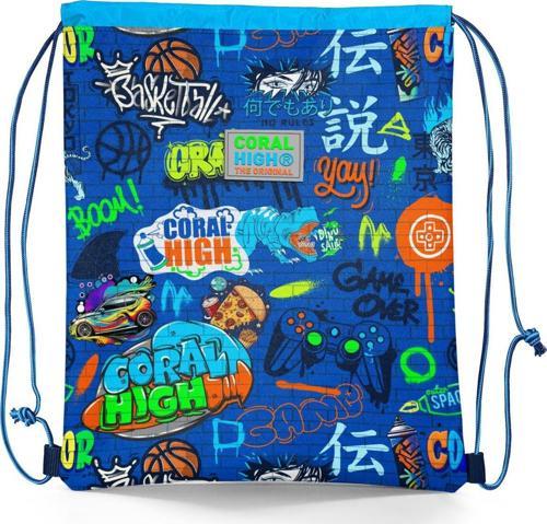 Kids Saks Grafiti Desenli İpli Büzgülü Sırt Çantası 12651